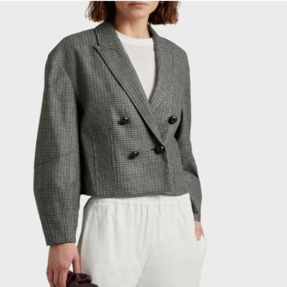 Veronica Beard Sybille Houndstooth Cropped Blazer Size 4